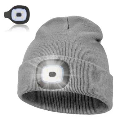 Immagine di Pomarks Cappello Uomo Illuminato Berretto 4 LED, con Luce LED Donna Invernali a 3 Livelli di luminosit Beanie cap per Alpinismo Campeggio
