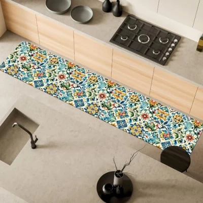 Immagine di Comart, Tappeto Austin, per Cucina e Corridoio, Passatoia in Poliestere Stampato, Impermeabile Antiscivolo, Decoro Piastrelle Tiles, 50 x 270 cm, Lavabile Lavatrice, Resistente, Made Italy