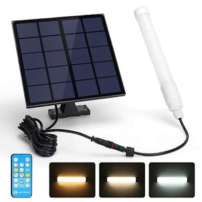 Immagine di Aigostar Luce Solare Led Esterno con Telecomando 50W 500LM Lampade da solari IP65 Impermeabile Tubo T8,temperatura colore regolabile 3000K/4000K/6500K, Lunghezza cavo 3M