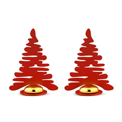 Immagine di Alessi Set di Due Segnaposto a Forma Albero Natale, Rosso, Standard