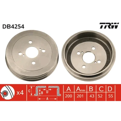 Immagine di TRW DB4254 Freni a Tamburo TOYOTA: Yaris I Hatchback, Verso