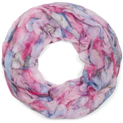 Immagine di styleBREAKER sciarpa a loop da donna con motivo di piume colorate, leggera tubolare boho estiva multicolore 01016239, colore:Pink Blu
