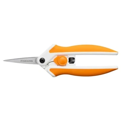 Immagine di Fiskars Forbici Softgrip per Tessuti, Con Micropunta, Lunghezza: 15 cm, Lama in Acciaio Inox/Manici Plastica, Bianco/Arancione, Easy Action, 1070029
