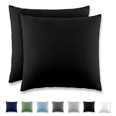 Immagine di REDKEY Coppia di Federe 80 x cm, Set 2 Tessuti per Cuscino Letto, con Coperchio Ribaltabile (senza Cerniera), 100% Microfibra è morbida e traspirante，Nero