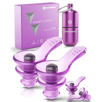 Immagine di Senner ® DreamPro Tappi orecchie per sonno tranquillo Protezione udito in ambienti rumorosi, chi dorme di fianco Anti Russamento Ipoallergenici, 2 misure, Contenitore alluminio