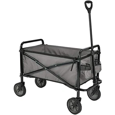 Immagine di Amazon Basics Collezione Utensili da Giardino Carrello giardino, pieghevole, per esterni, con borsa di custodia, grigio