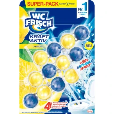 Immagine di detergente per WC Fresh Kraft attivo al limone (150 g), la pulizia ad ogni risciacquo, pietre profumate una fragranza fresca e duratura + 50% effetto anticalcare *