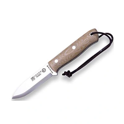 Immagine di joker Sopravvivenza Coltello Nórdico CM115, Fodero in Pelle, Manico Micarta Canvas Marrone, Lama 10 cm Sandvik 14C28N, Strumento per la Pesca, Caccia, Campeggio e Trekking