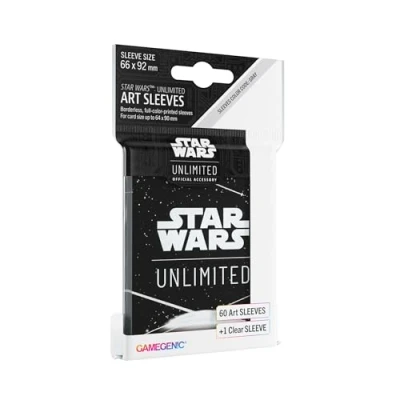 Immagine di Asmodee White Officially Licensed Pack of 60 Art Sleeves 1 Clear Sleeve, Optimized Size for Star Wars Unlimited Other TCG and LCG Games, Made by Gamegenic, GGS15063ML
