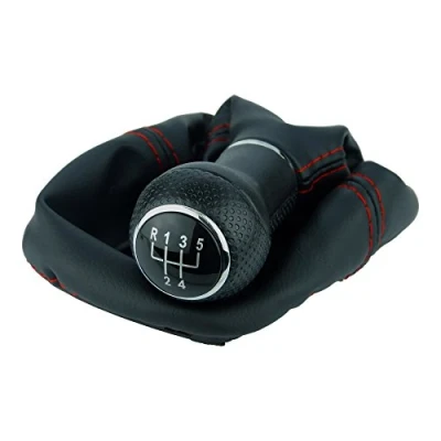 Immagine di L &amp; P Car Design L&amp;P A252 0 Cuffia del cambio con cuciture rosse GTI Look 5 marce 23 mm compatibile VW Golf 4 IV, telaio plug and play, ricambio per 1J071113