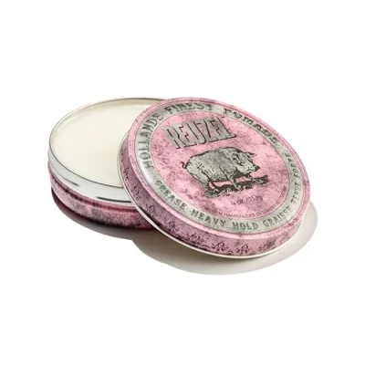 Immagine di Reuzel Pink Grease Heavy Hold Pomade Concentrated Oil Hairstyling Vegan Formula With Natural, Firm And Organic Defining Grooming Product Effortless Shine Original Fragrance 4 Oz
