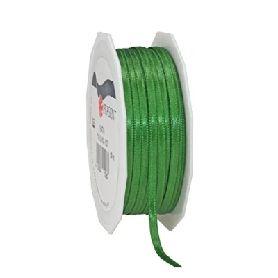 Immagine di PRÄSENT C.E. PATTBERG nastro raso colore verde, di per impacchettare regali, lungh. 50 m, largh. 3 mm, pacchi regalo, decorare e bricolage, varie occasioni