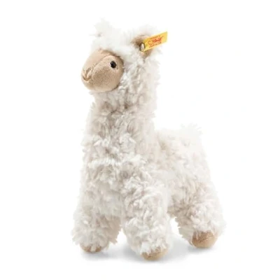 Immagine di Steiff Animali Originale Lama Soft Cuddly Friends Leandro, Circa 23 cm, Peluche di Marca Button in Ear, per Bambini dalla Nascita, Colore Crema, 069543