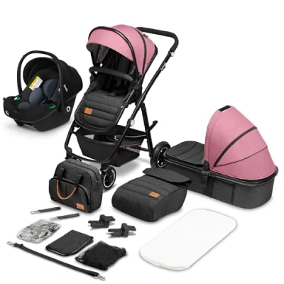Immagine di LIONELO Amber Passeggino 3in1 Trio con seduta secchiello + Navicella Ovetto per neonato e bambini 0 fino a 48mesi o 22kg Regolabile pieghevole Ruote grandi Cappotina XXL