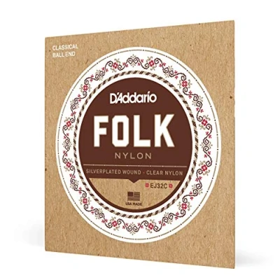 Immagine di D&#039;Addario EJ32C Corde in nylon per chitarra folk, con pallino, avvolte argento/cantini chiaro