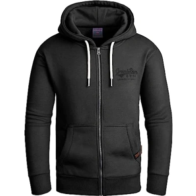 Immagine di Grin&amp;Bear Felpa con Cappuccio e Zip da Uomo Nero XXL GEC603