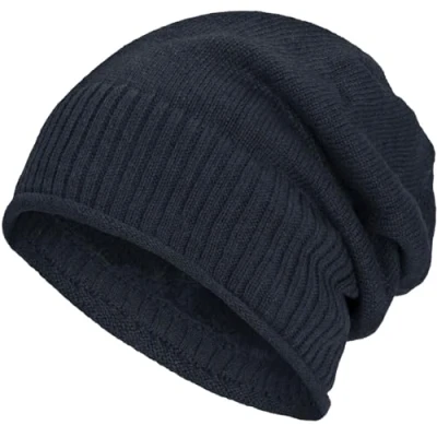 Immagine di Compagno Caldo Berretto Foderato Invernale Beanie Design in Maglia fina con soffice Fodera Interna Pile, Colore:Nero