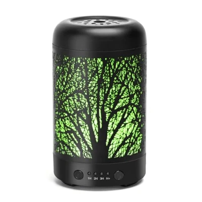 Immagine di Aigostar Diffusore di Oli Essenziali,Diffusore Aromatico 100ml,Ultrasuoni Aromaterapia con Timer a 1/3/6H e 7 Luci Colorate