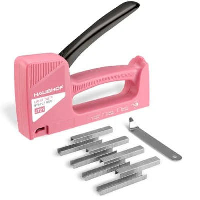 Immagine di HAUSHOF Graffatrice Manuale con Levapunti Rosa, Graffe Tipo 53, 6 10 mm, Set Sparapunti 800 Graffette (8 mm)