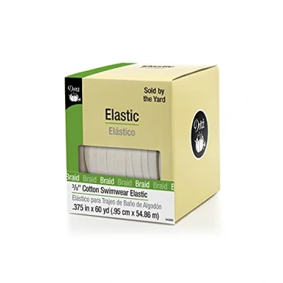 Immagine di Dritz 3/8&quot; Costumi da Bagno in Cotone Elastico 3/8 x 45,4 m, Naturale, Bianco, Inch by 60 Yard