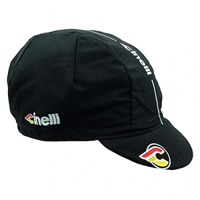 Immagine di Cinelli Supercorsa, Cappello con Visiera in Cotone, Nero, Taglia Unica