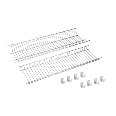 Immagine di Sauvic Kit scolapiatti e scolabicchieri in acciaio inossidabile per mobili da 65 cm