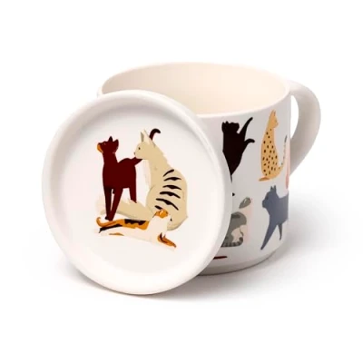 Immagine di Puckator Set Tazza Gatto in Porcellana e Sottobicchiere/Coperchio Gatti Feline Fine Regalo Donna