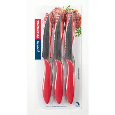 Immagine di Tescoma 863056.20 Coltello Bistecca, Acciaio Inossidabile, Rosso, 6 unità