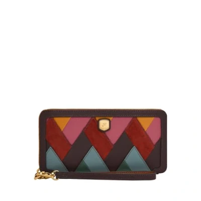 Immagine di Fossil Lennox Portafoglio in pelle o poliestere per donna, 19.68 cm L x 1.91 W 10.16 H, Marrone e strisce