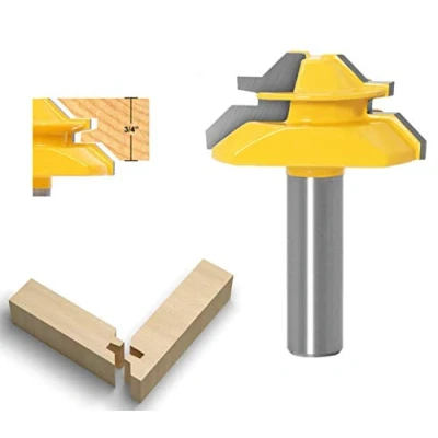 Immagine di APLUS Fresa per legno scanalature 45 gradi Lock Mitre Router Bit con coni, Guarnizione Cutter strumento di taglio del macchina incisione,