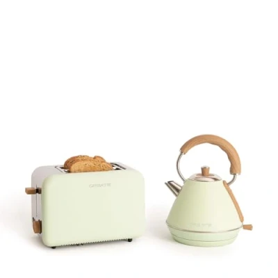 Immagine di CREATE/PACK TOAST RETRO + KETTLE M/Tostapane verde con bollitore verde/Bollitore da 1 L