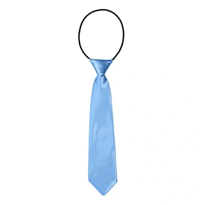 Immagine di DonDon Cravatta da bambino ragazzo effetto seta lucida 7,0 cm di larghezza con elastico blu chiaro