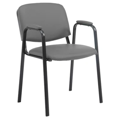 Immagine di CLP Sedia Visitatore Ken Pro Imbottita In Similpelle I Conferenza Portata Max 120 KG Riunioni Telaio Metallo, Colore:grigio