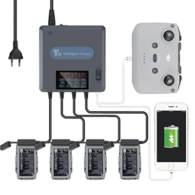 Immagine di LYONGTECH Caricabatterie con Display LCD per DJI Air 2S, Mavic 2 Drone, 6 in 1 Caricatore,Ricarica 4 Batterie, Stazione di Ricarica Carica Batteria Accessori