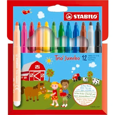 Immagine di Pennarellone super lavabile STABILO Trio Jumbo Astuccio da 12 Colori assortiti