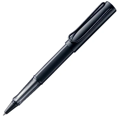 Immagine di Lamy AL star black roller con impugnatura trasparente ed ergonomica e larghezza di tratto M corpo in alluminio leggero ricambio 63 nero incluso