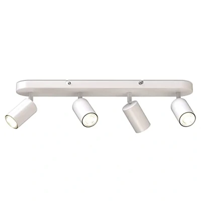 Immagine di B.K.Licht Faretti da soffitto orientabili, attacco per 4 lampadine GU10 non incluse, plafoniera moderna in metallo bianco opaco, lunga 55cm, lampada salotto, camera letto o cucina