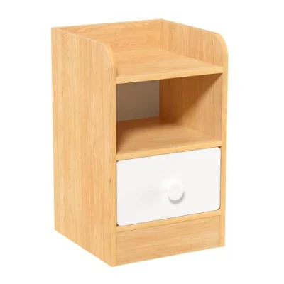 Immagine di RFEGJVII comodino con cassetto in tessuto, comodino, per camera da letto, tavolino rustico e ripiano portaoggetti, divano, legno soggiorno