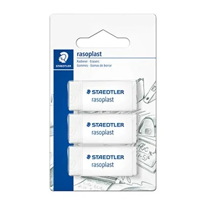 Immagine di Staedtler Rasoplast Gomme da Cancellare, Set Cancelleria Scuola Università e Ufficio, Gomma Cancellare per Materiale Scolastico Cose la Scuola, Cancella Senza Scolorire Carta 3 Pezzi