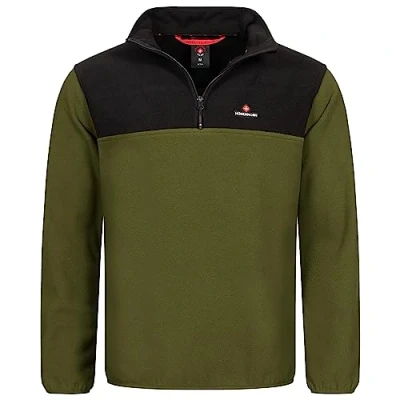 Immagine di Höhenhorn Skyja Felpa in pile da uomo, per autunno e inverno, micropile, mezza zip, nero/verde, 4XL