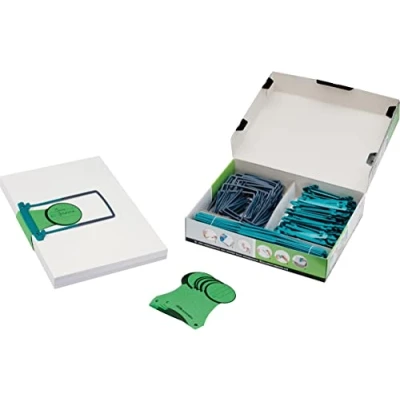 Immagine di Jalema 5721000 Kit per archiviazione con pinze, senza PVC e plastica, capacità: 8 cm, confezione da 100 pezzi, colore: verde