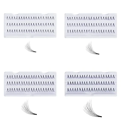 Immagine di Kurtzy Ciglia Finte Ciuffetti (Set da 4) Extension a 8, 10, 12 e 14 mm Kit Naturali Lashes Corte Lunghe Effetto Naturale per Donne