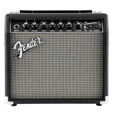 Immagine di Fender Champion II 25, Combo Amplificatore per Chitarra, 25W, Adatto Chitarra Elettrica, Maggiore Potenza, Effetti e Modelli di Amplificatori Migliorati, Nero/Argento