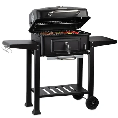 Immagine di carrello per Barbecue a carbonella BBQ Toro con vassoio la regolabile in altezza coperchio, griglia termometro