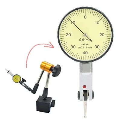 Immagine di Indicatore di test quadrante, 0 40 0,01 mm quadrante precisione, Comparatore con 2 sonde, Rotazione 180