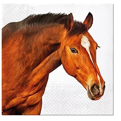 Immagine di Tovaglioli di carta velina a 3 strati per decoupage 33 x cm, confezione da 20 (testa cavallo)