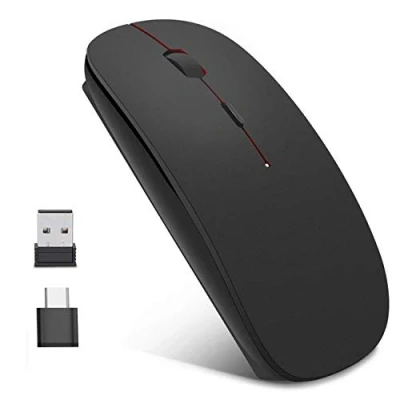 Immagine di EasyULT Mouse Wireless Ricaricabile, Ergonomic Senza Fili 2,4G con Nano Ricevitore, 1600DPI USB Portatile da Ottico, Ideale per Notebook, PC, Laptop, Computer, MacBook(Nero)