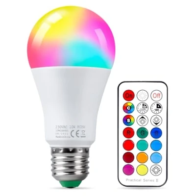 Immagine di REYLAX Lampadine Colorate LED Equivalenti a 85W RGBW Cambiare Colore Lampadina E27 Edison Bianco Caldo Dimmerabile con Telecomando Funzione Memoria e Timer Decorativo Luce per Casa Pacco da 1