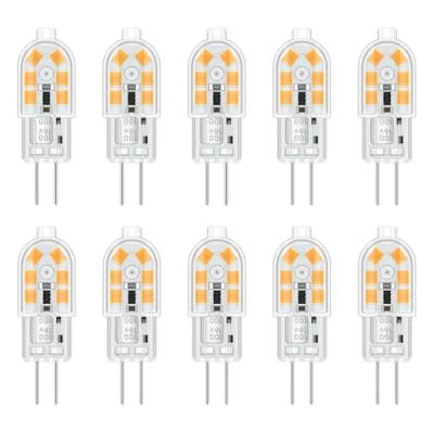 Immagine di Lampadina G4 12V 2W Luce Calda 3000K per Camper, 200LM, Equivalente Bispina 10W 20W Alogena, AC DC LED Applique da Specchio, Lampadario, non dimmerabile, set di 10
