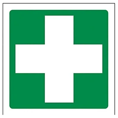 Immagine di VSafety First Aid Targa quadrata con logo di primo soccorso, 100 x mm, in vinile autoadesivo